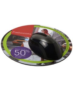 Q-Mat® rundes Mauspad (schwarz) mit Logo bedrucken