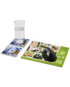 Q-Mat® Mousepad- und Untersetzer-Set 3 mit Logo bedrucken